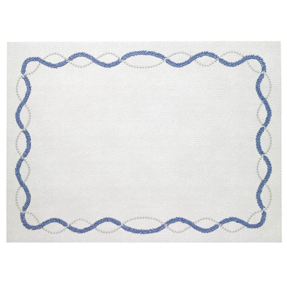 Blue & Silver Rectangle Mat - Set of 4