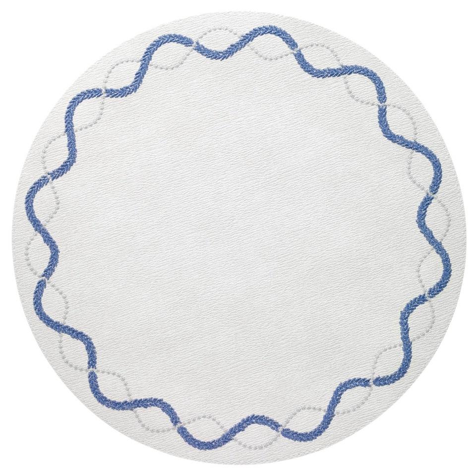 Blue & Silver Round Mat - Set of 4