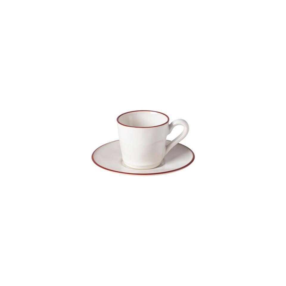 Coffee Cup and Saucer 3 oz., White-red