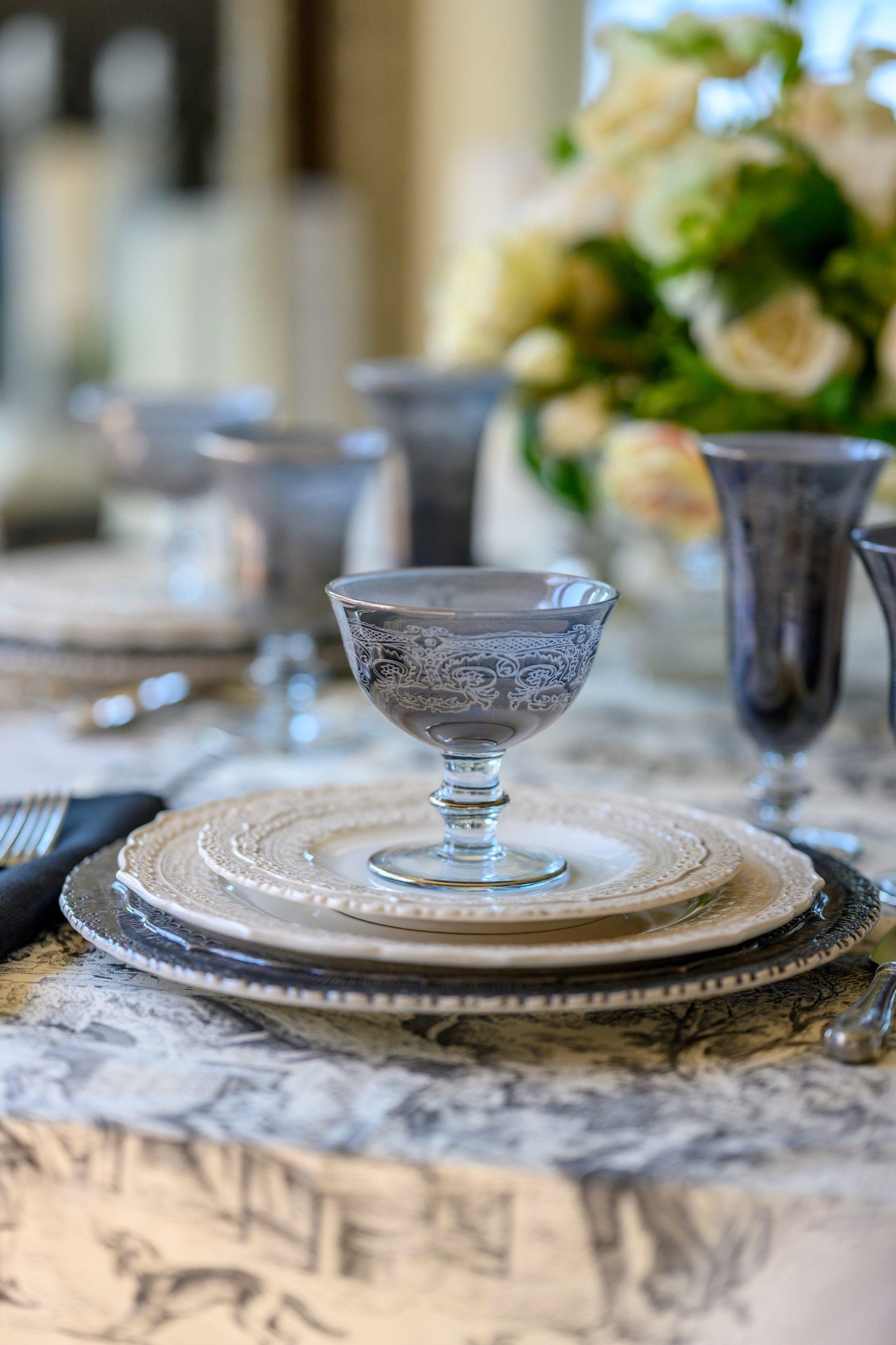 Rialto Borghese Etched Gray Compote