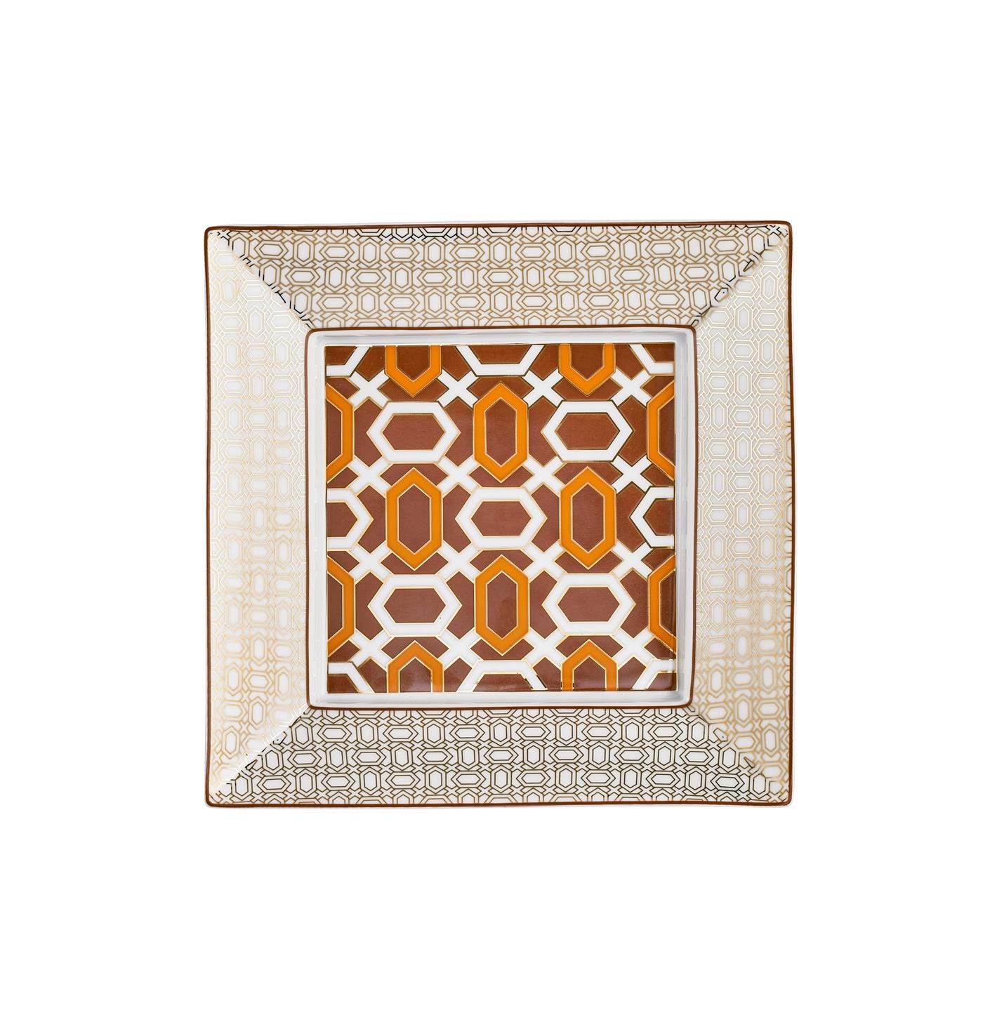 Raynaud Mosaic - Square Trinket Tray Alhambra Orange 6.69 x 6.69 in in a gift box