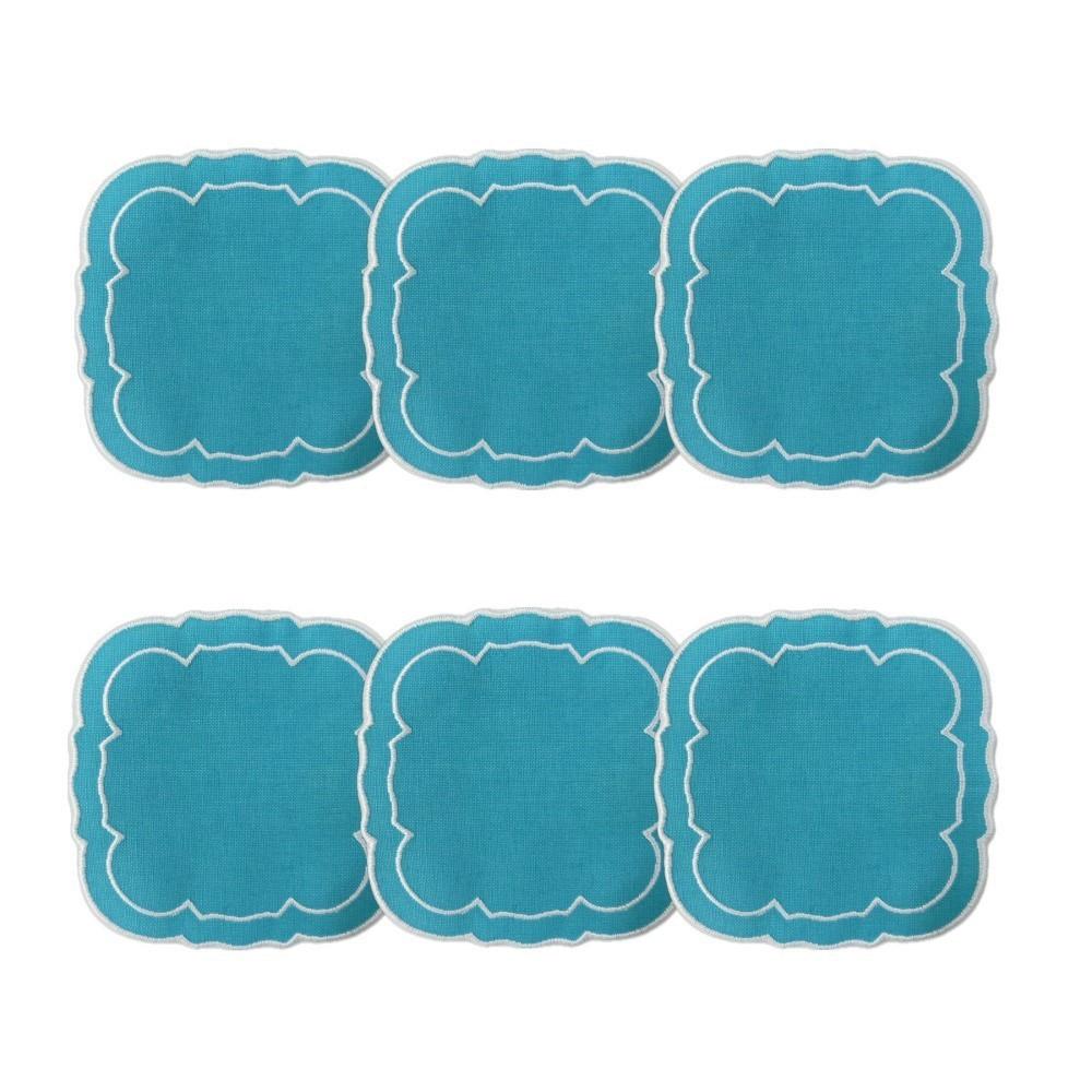Turquoise / White - Boxed Set of 6