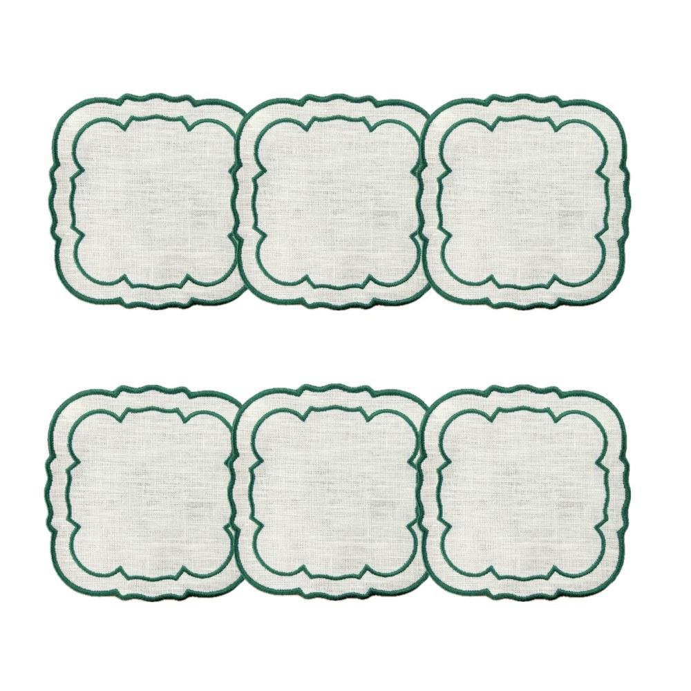 White w/Green - Boxed Set of 6