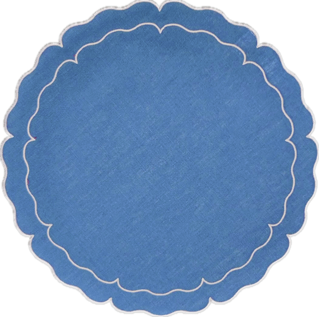 Scalloped Round Placemat with Embroidery set/2