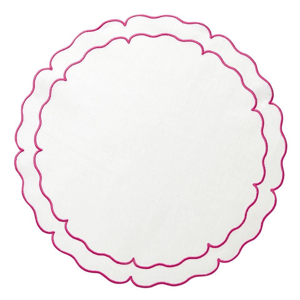 White w/ Fuchsia - Set of 2