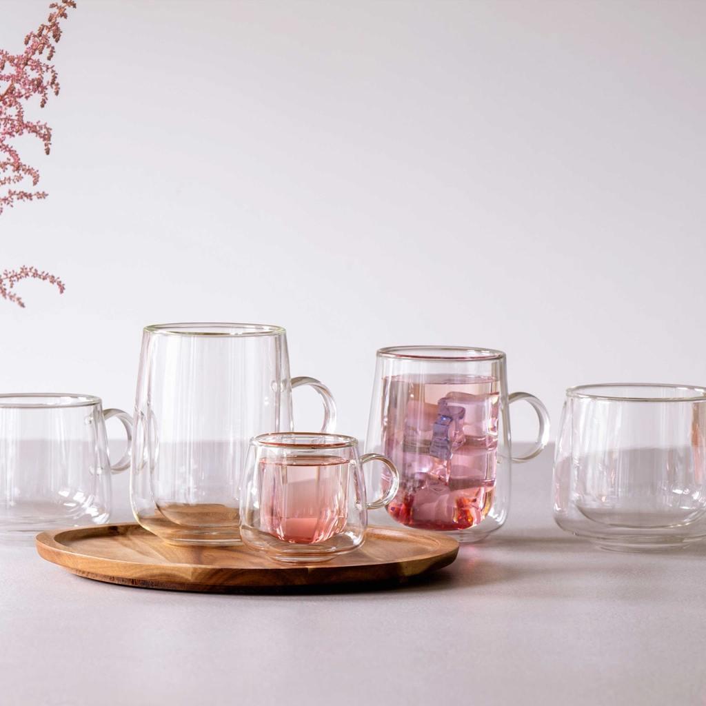 Latte Glass L with Handle Pair
