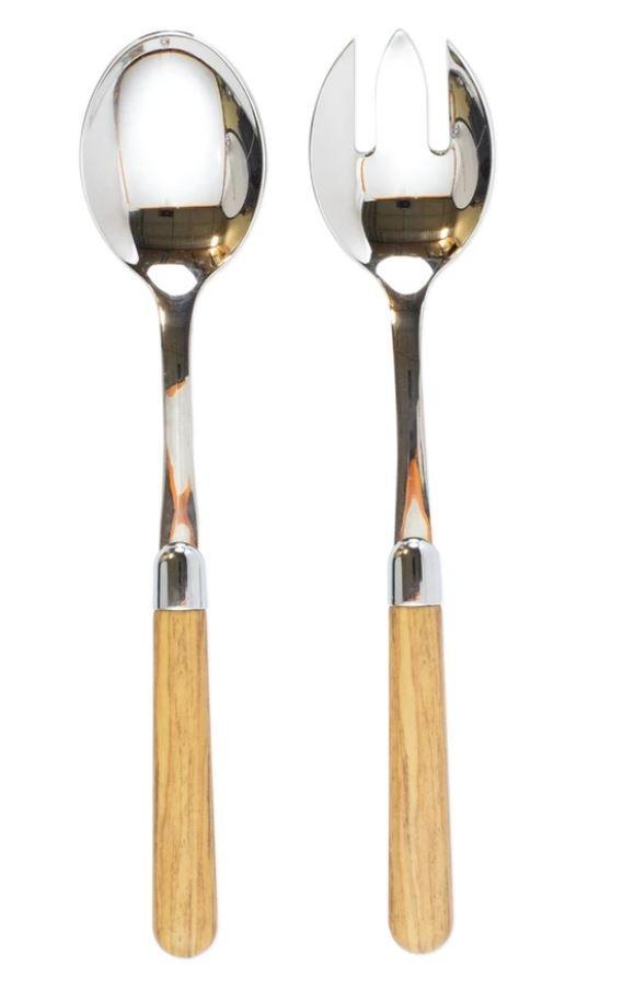 Oak Salad Server Set