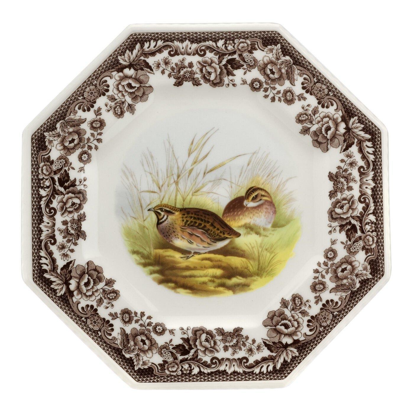 OCTAGONAL PLATE 9.5" QUAIL