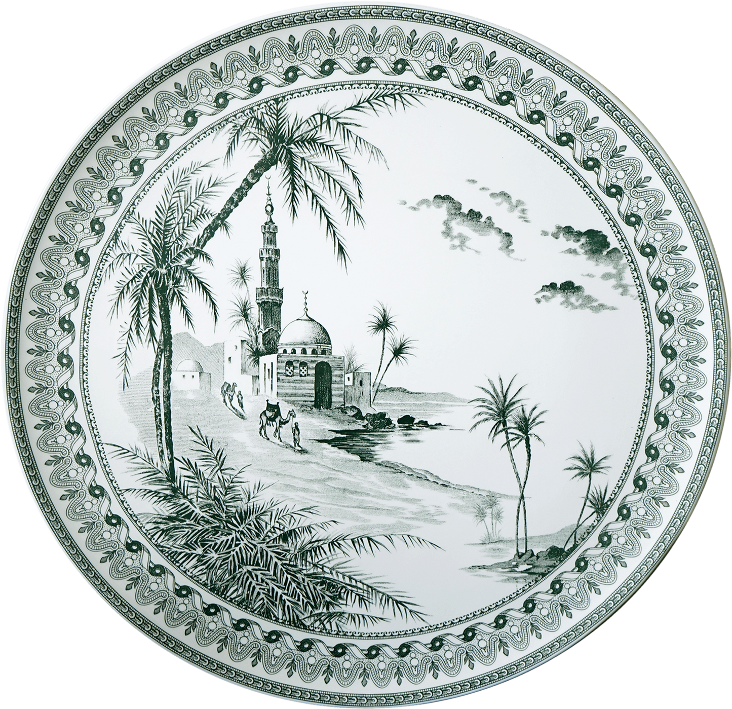 Large Wall Platter Vues D'Orient Green