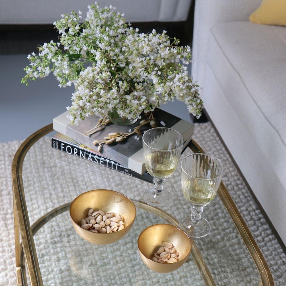Round Foil Leafing Bowl Set of 2 (Gold)