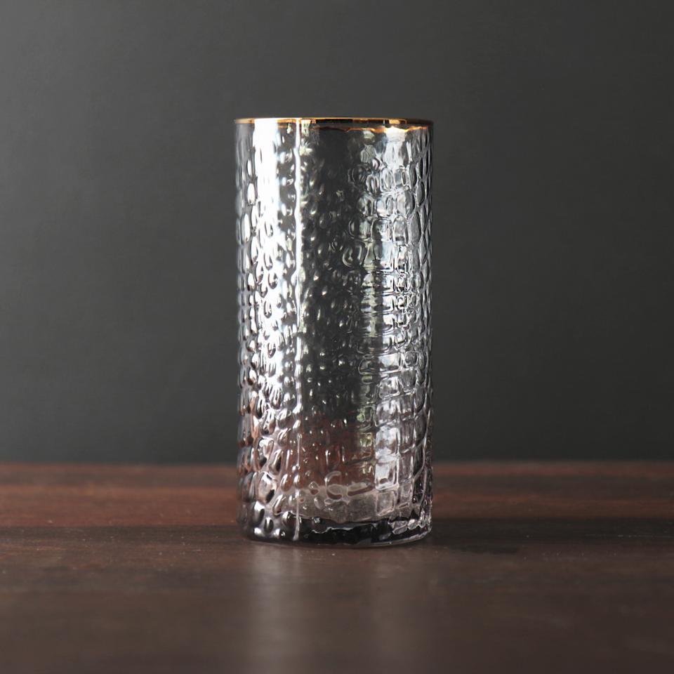 Croc Highball with Gold Rim Set of 4 (Smoke Grey)