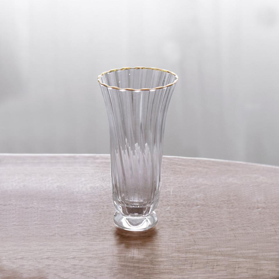 Audrey Stemless Flute with Gold Rim Set of 4 (Clear and Gold)