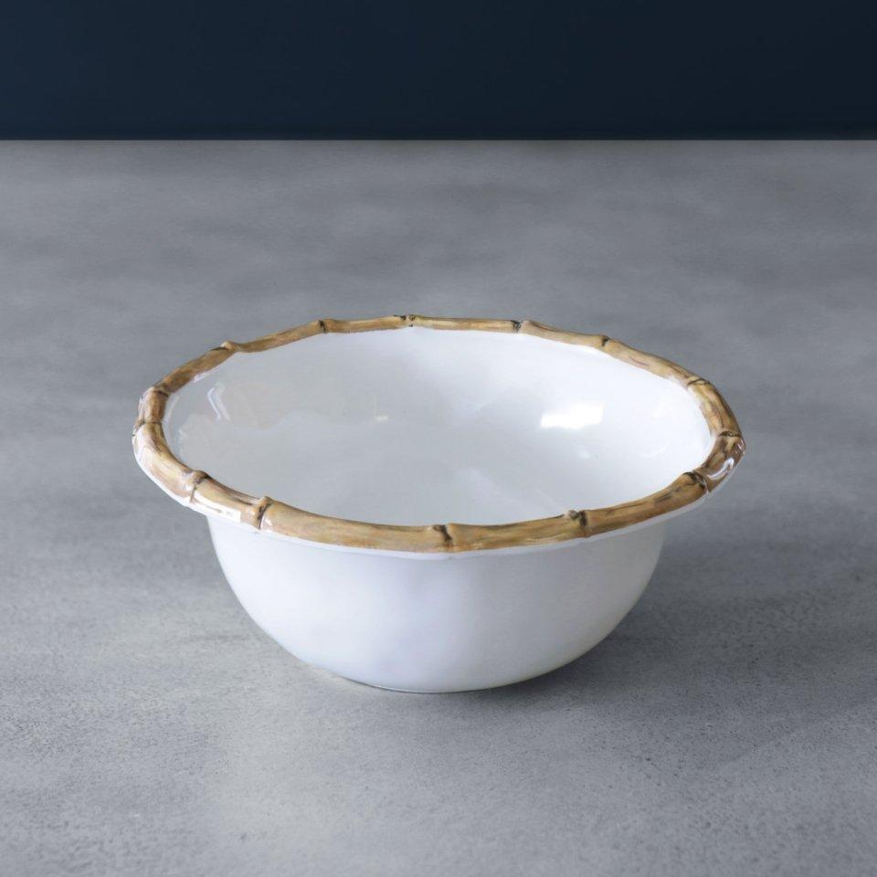 Bamboo 7.5" Cereal Bowl Set of 4 (White and Natural)