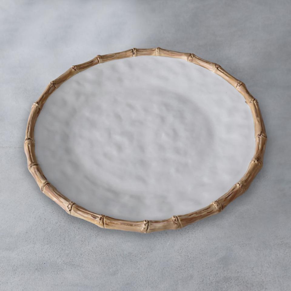 Bamboo Round Platter (White and Natural)