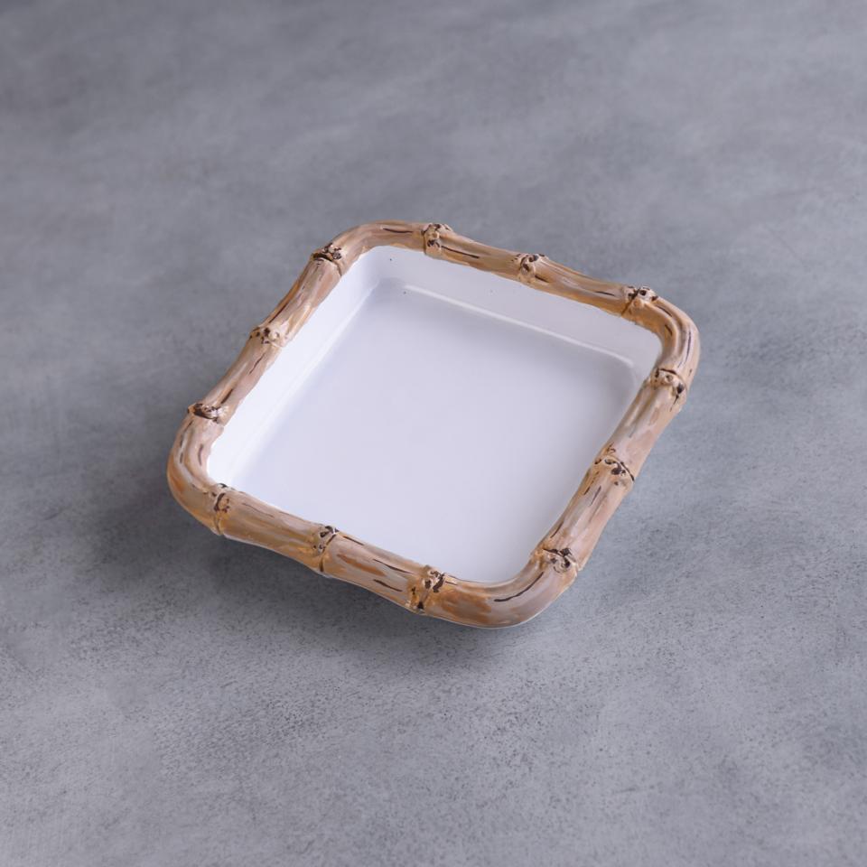 Bamboo Beverage Napkin Holder (White and Natural)