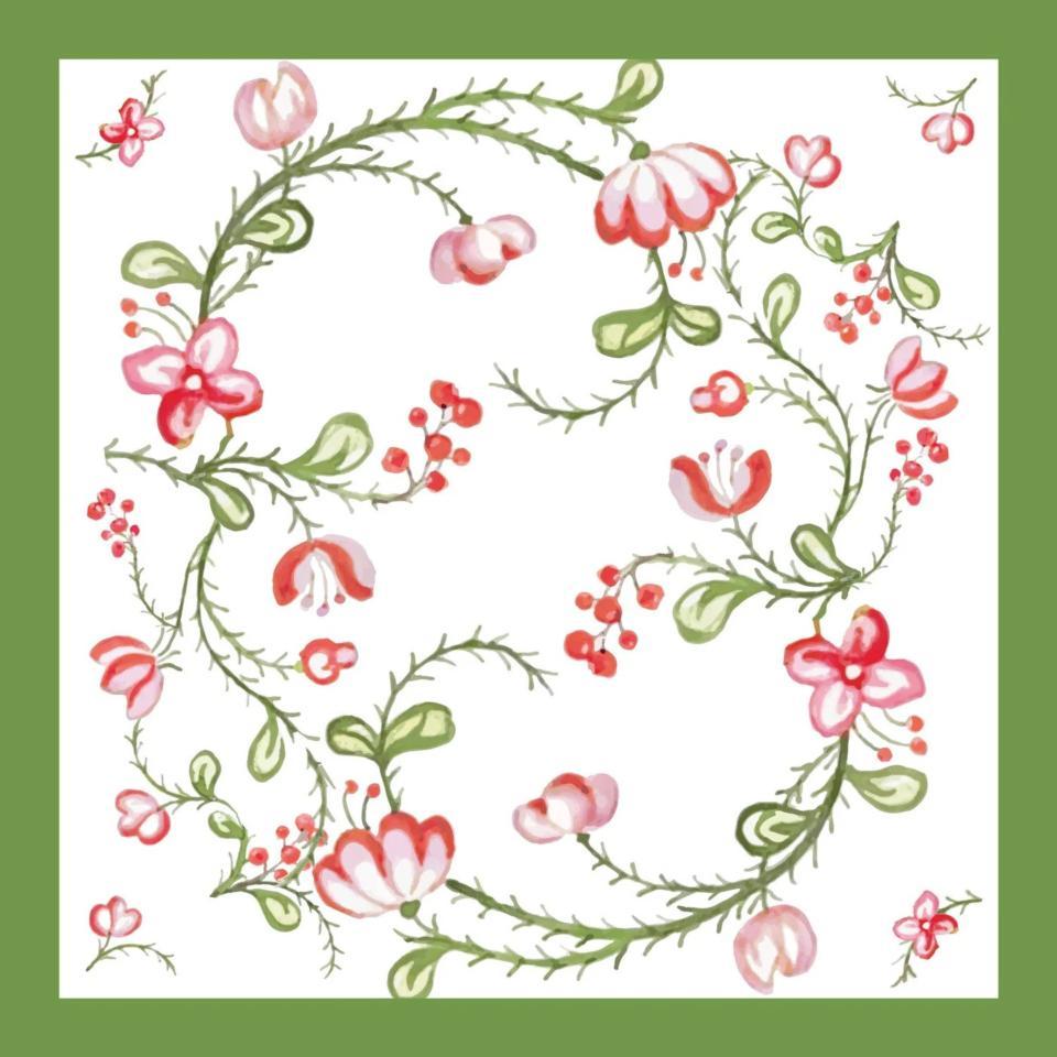 Norelle Napkins 20 x 20 Set of 4 (Green and Red Floral)