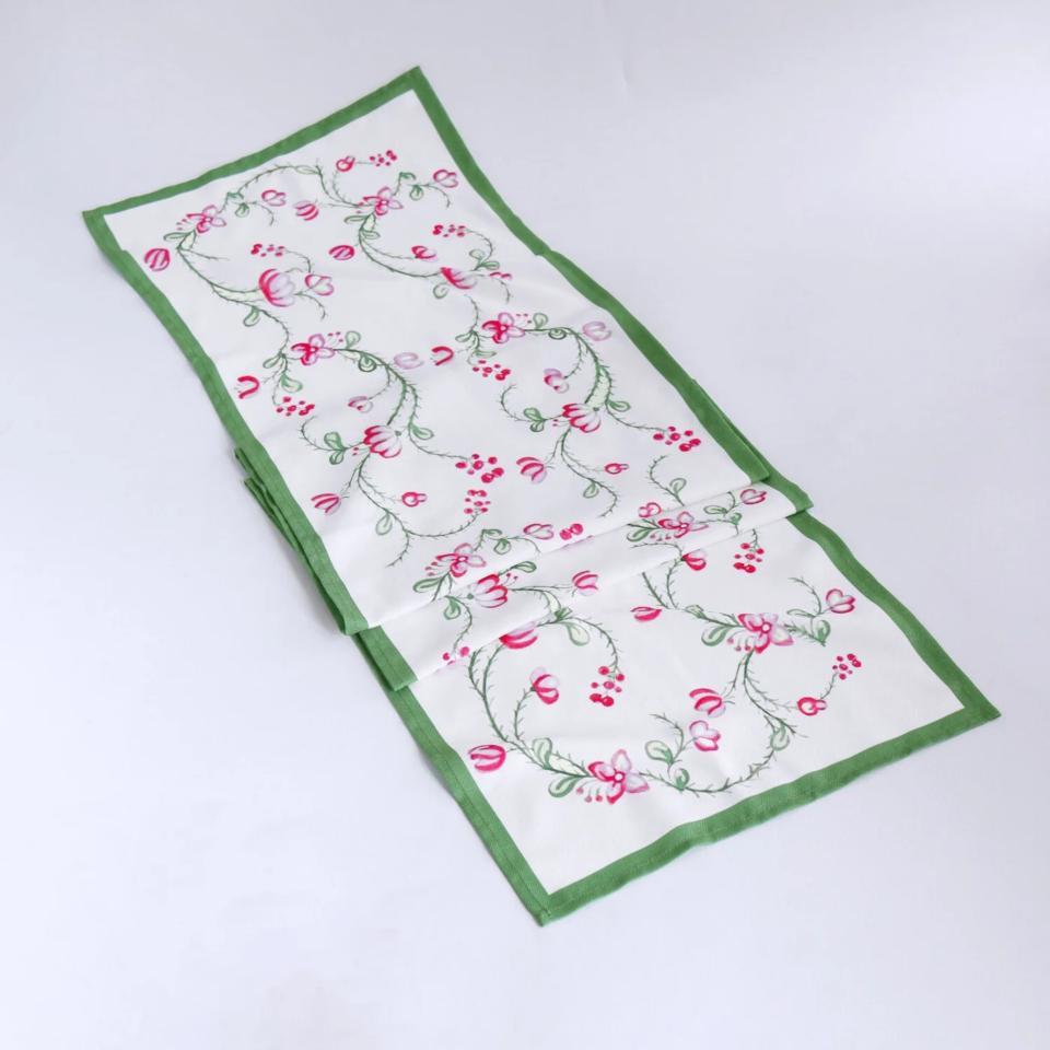 Norelle Runner 108 x 18 (Green and Red Floral)
