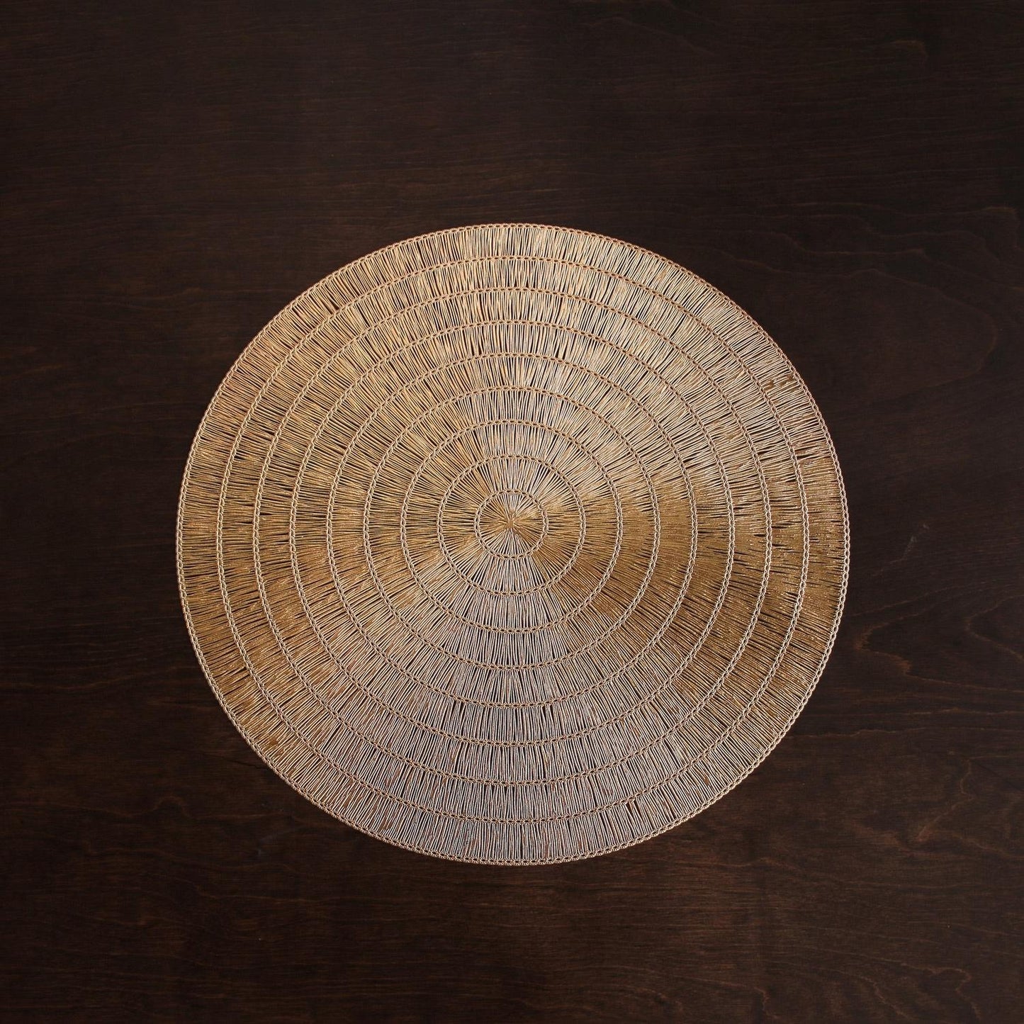 Basketweave 15" Round Placemats Set of 4 (Gold)