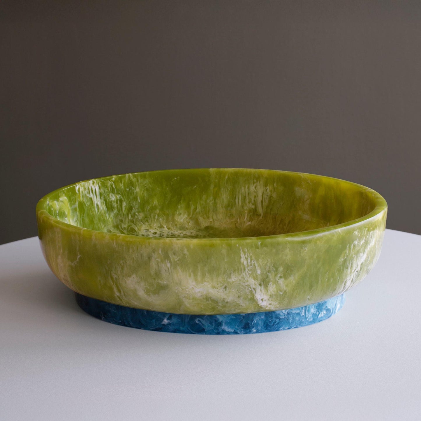 Rio Large Oval Bowl with Base (Green and Blue)