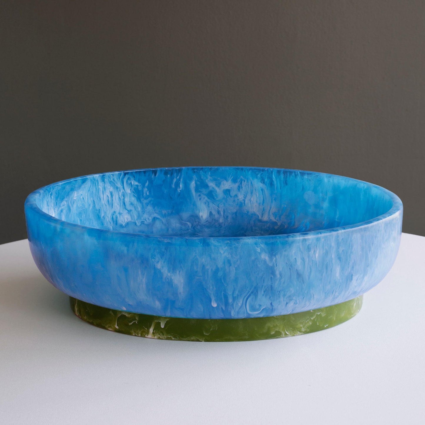 Rio Large Oval Bowl with Base (Blue and Green)