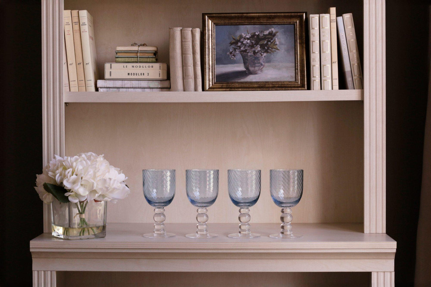 GLASS French Swirl Wine Set of 4 (Blue)