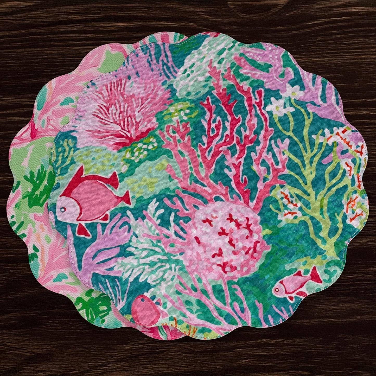 VIDA Coral Reef Reversible Round Placemats Set of 4 (Multi)