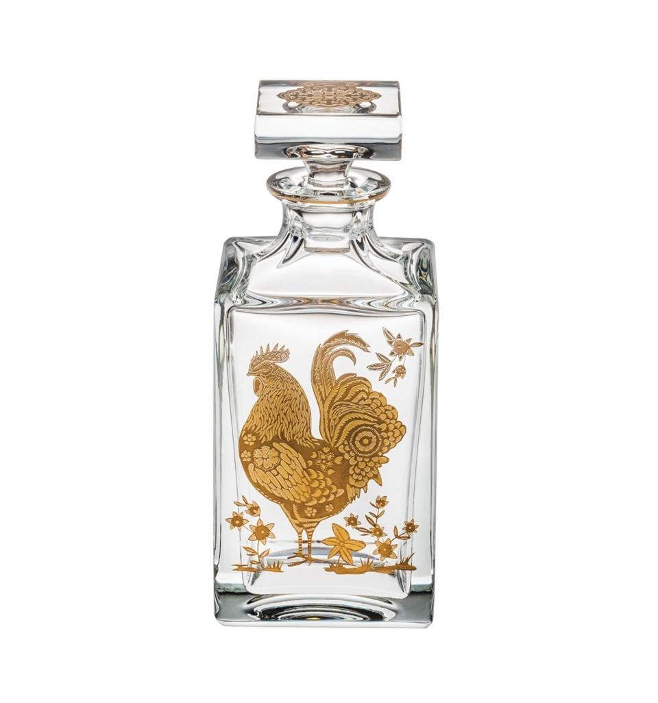 Whisky Decanter with Gold Rooster