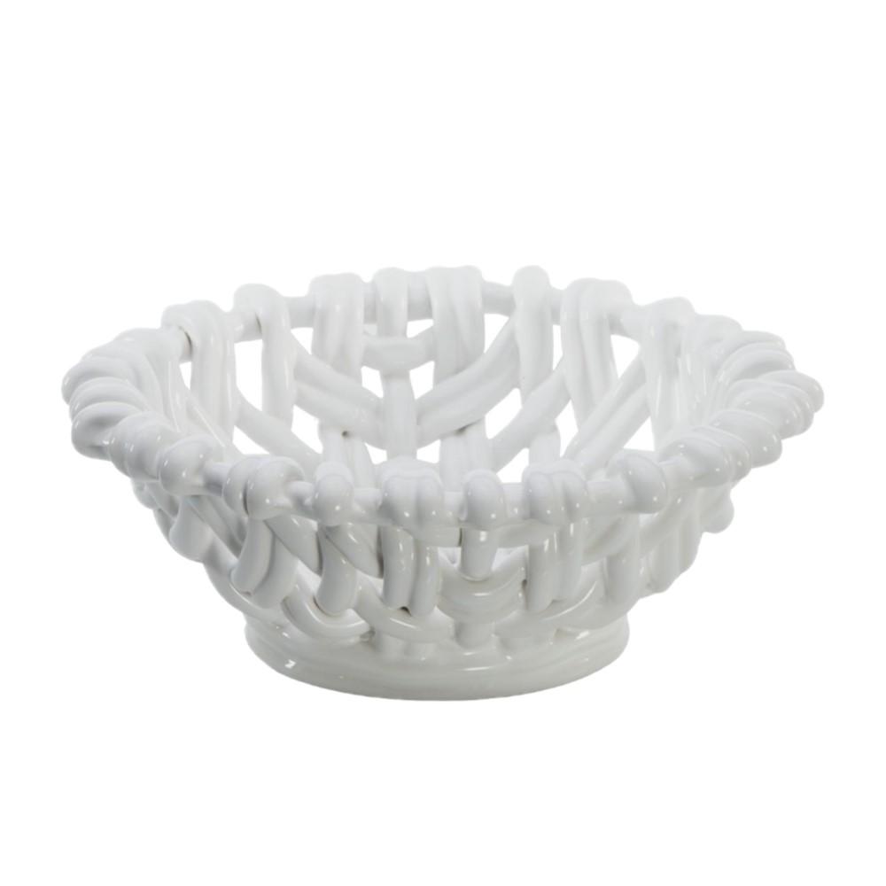 Small Round Basket White