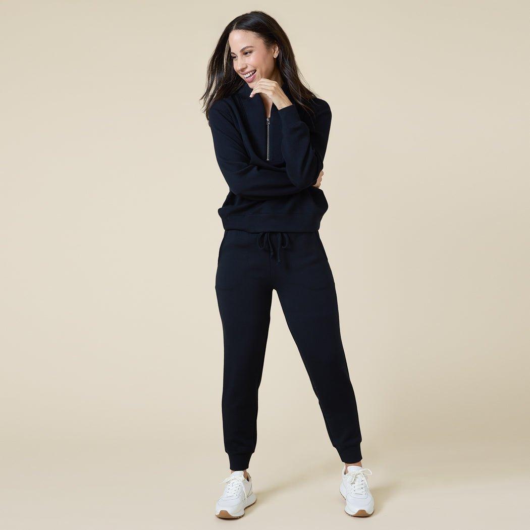 Softies 1/4 Zip Jogger Set Black Lg