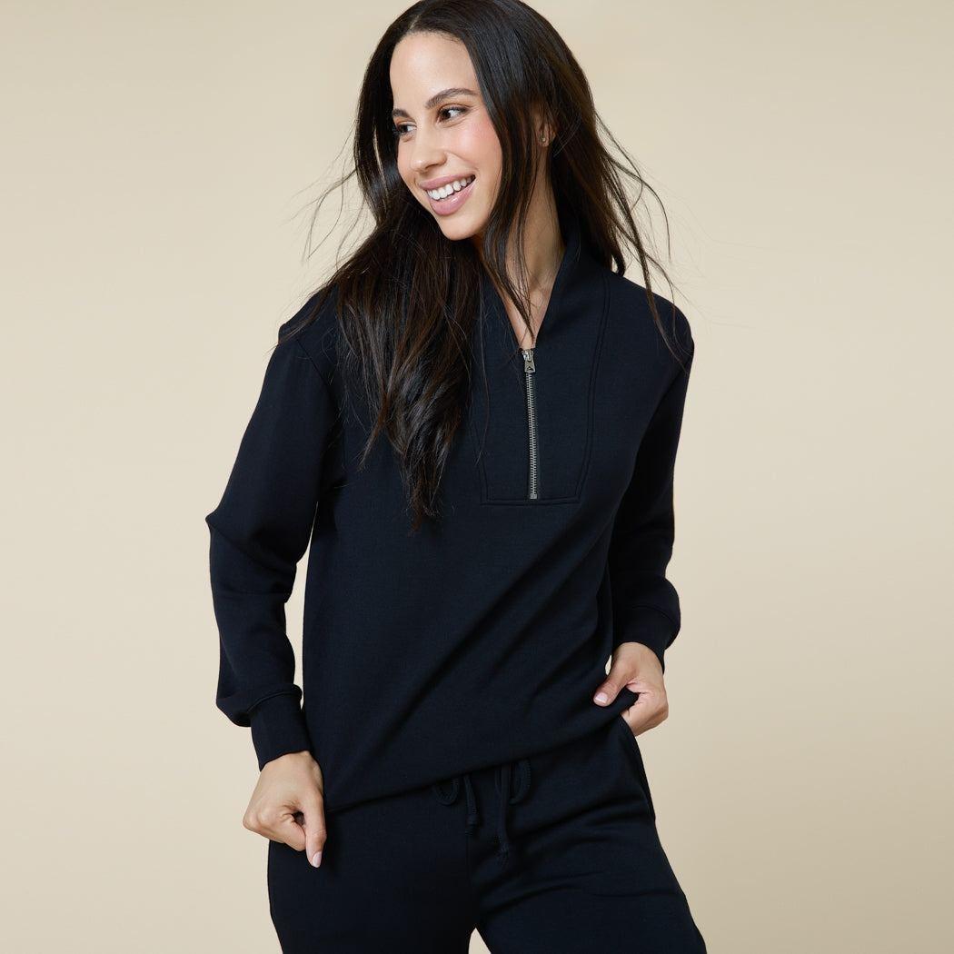 Softies 1/4 Zip Jogger Set Black Small