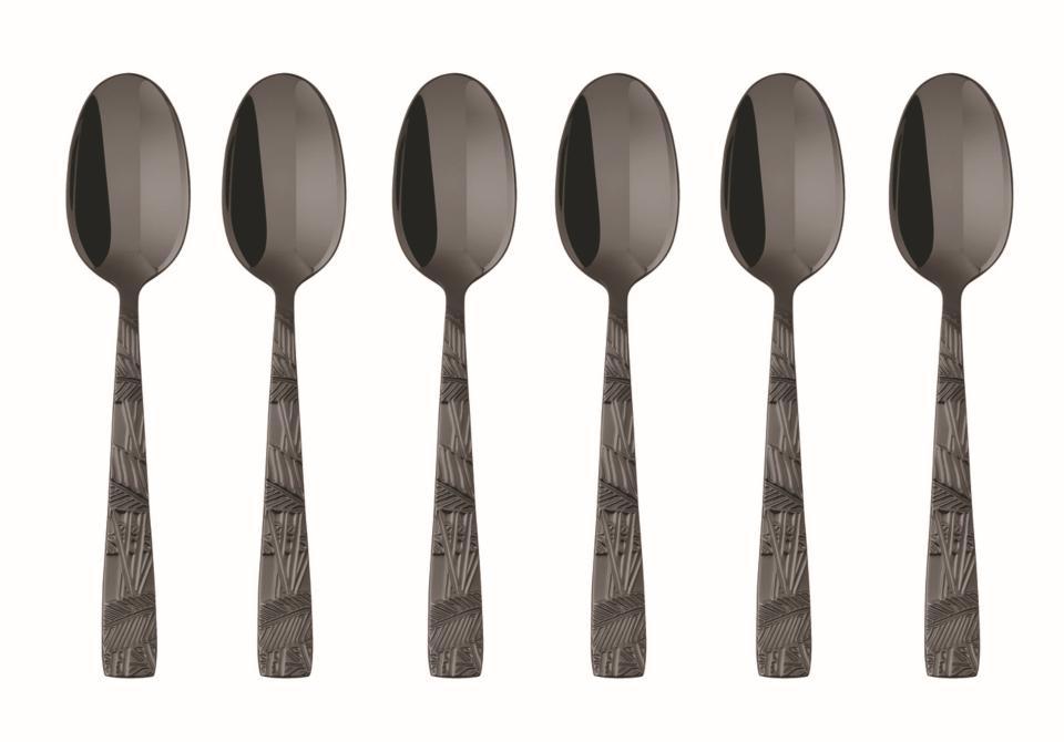 6 pc Moka Spoon Set in Wooden Box PVD 2Black