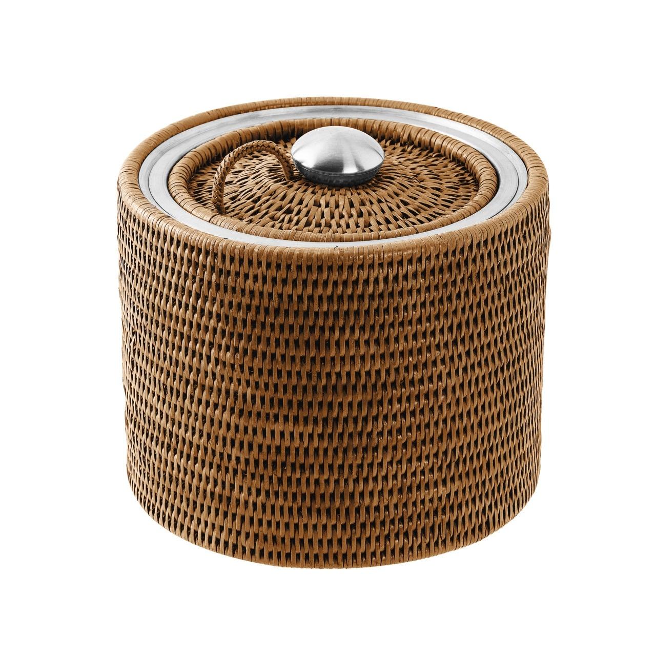 Radici - Ice Bucket with Lid 8 1/4 in 6 3/4 in-H Rattan Honey Brown