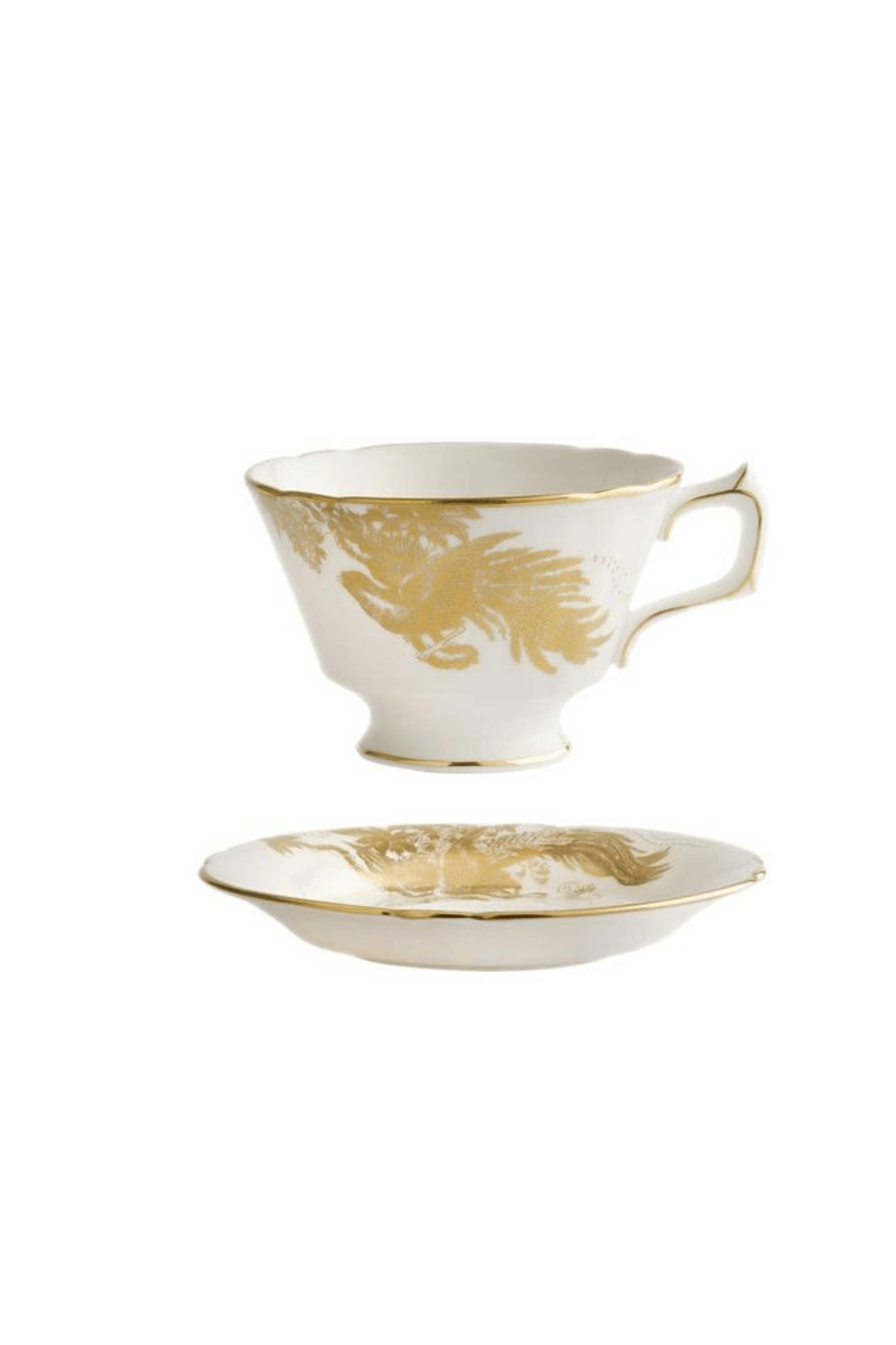 Aves Gold Motif by Royal Crown Derby Cup & Saucer