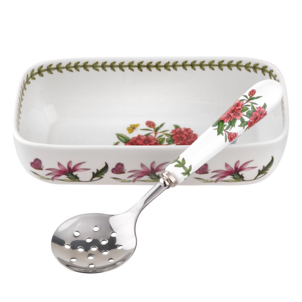 Cranberry Dish with Slotted Spoon