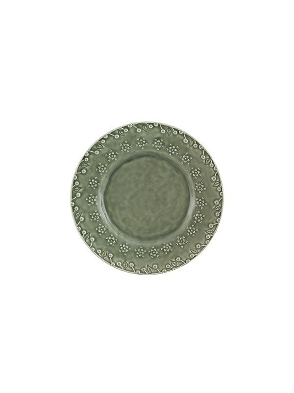 Dessert Plate, Set of 4 - FLORA Greyish Green