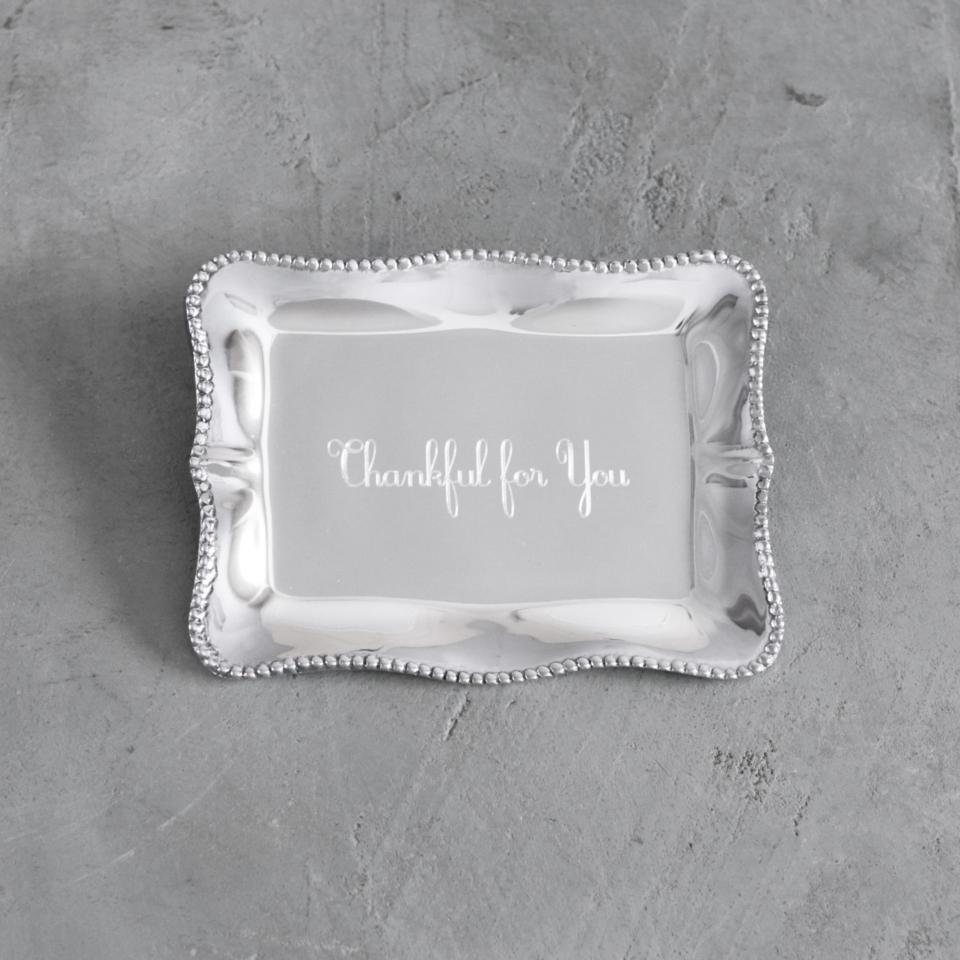 Pearl Denisse Rectangular Engraved Tray "Thankful for You"
