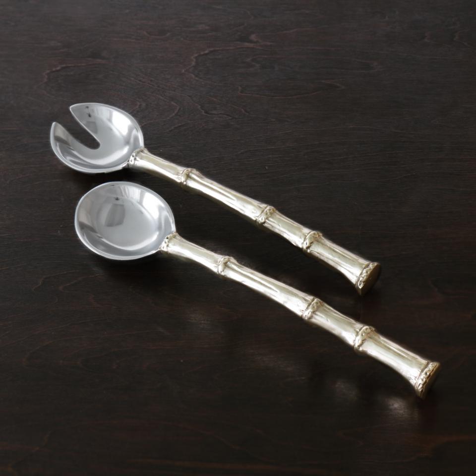 Bamboo Salad Servers with Gold Handles