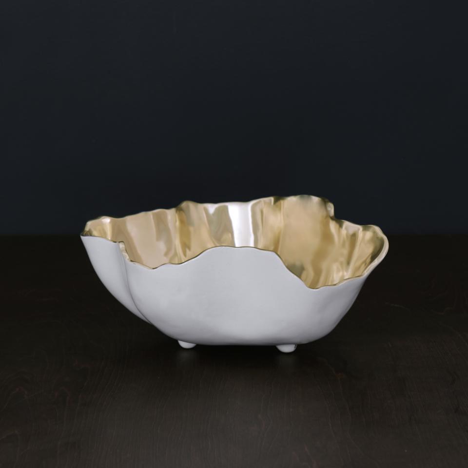 Soho Onyx Large Bowl (White and Gold)