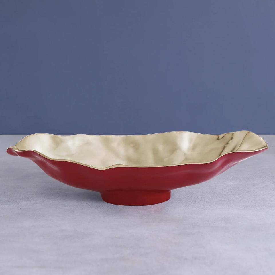 Maia Medium Oval Bowl (Red and Gold)