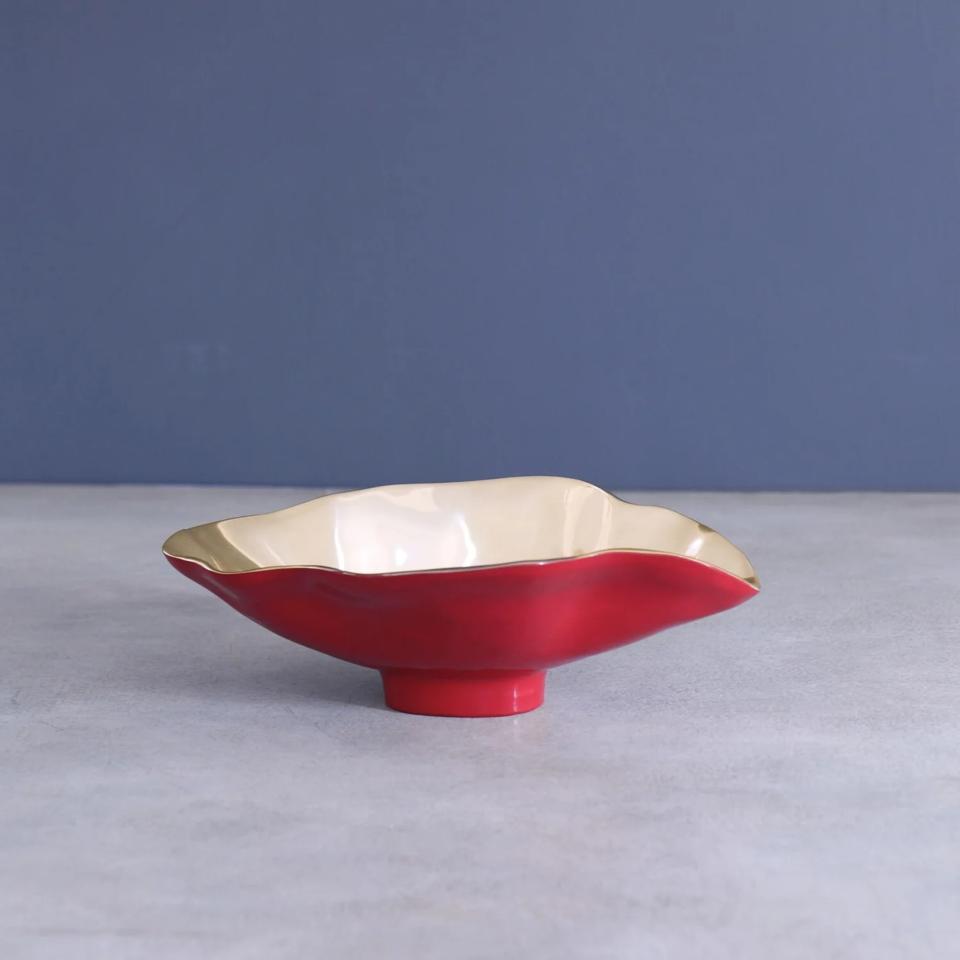 Maia Small Oval Bowl (Red and Gold)