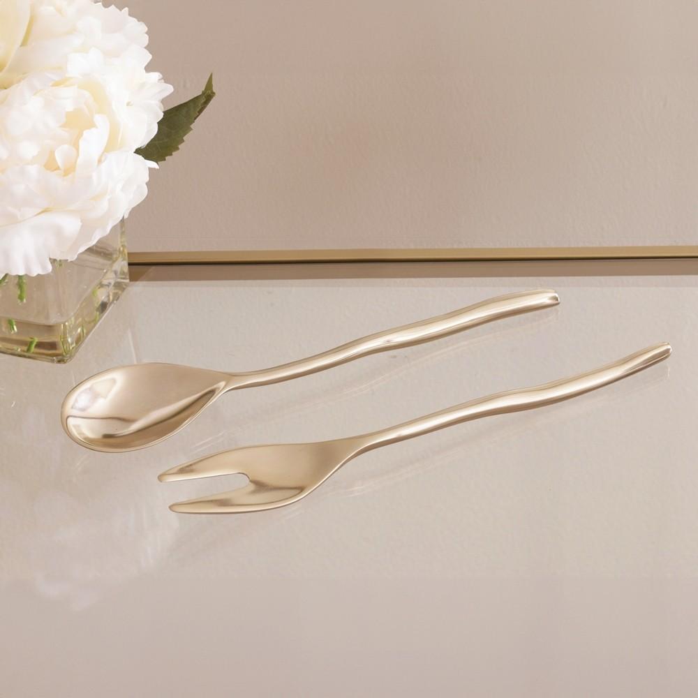 Maia Large Salad Servers (Shiny Gold)