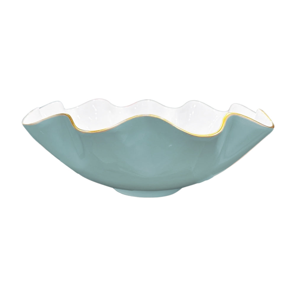 Carola Extra Large Bowl (Turquoise and White)