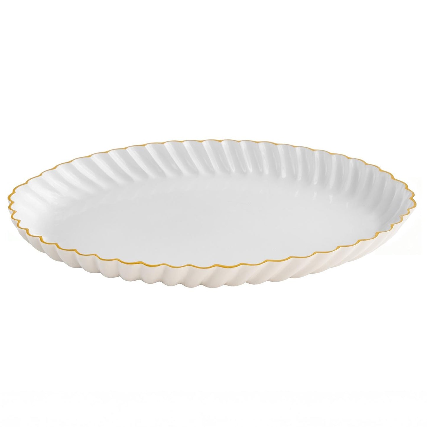 ENCANTO Vintage Swirl Oval Tray (Cream and White)