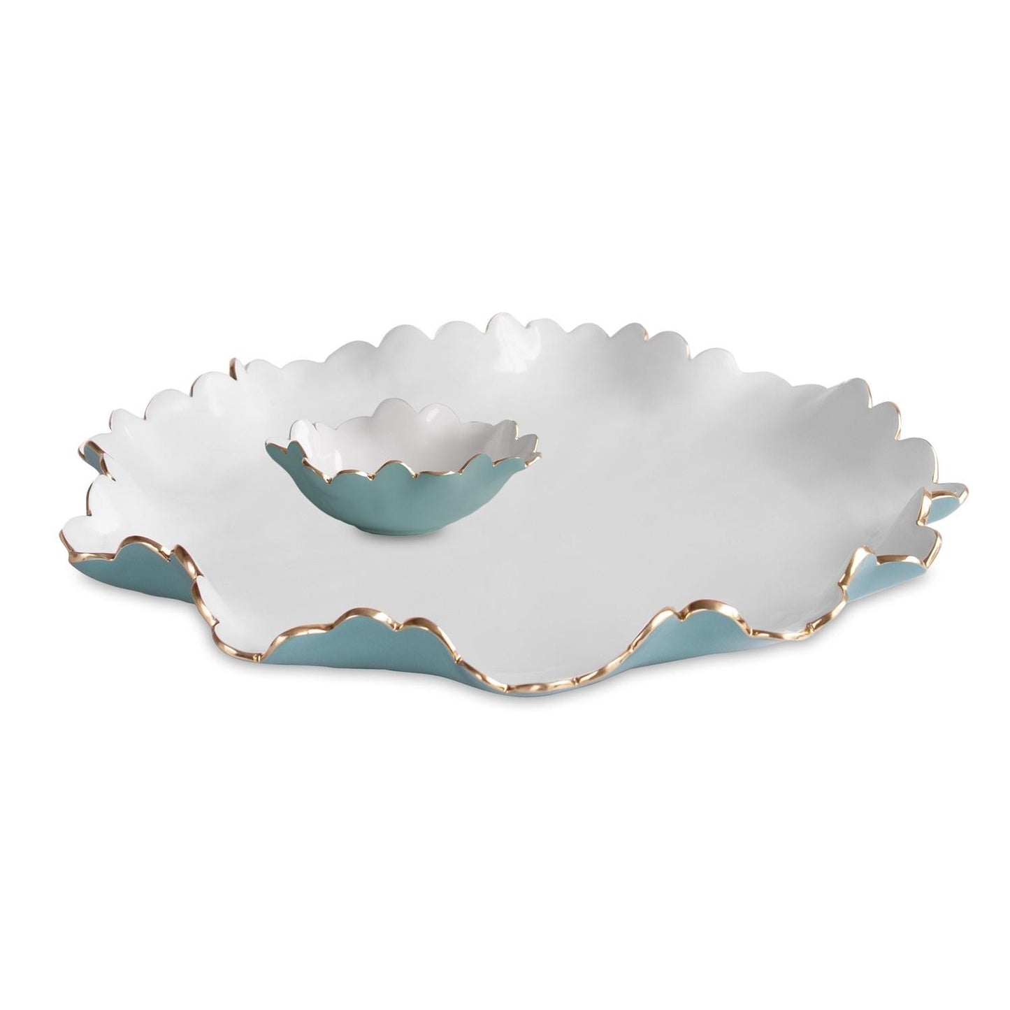Colette Large Chip and Dip (Turquoise and White)