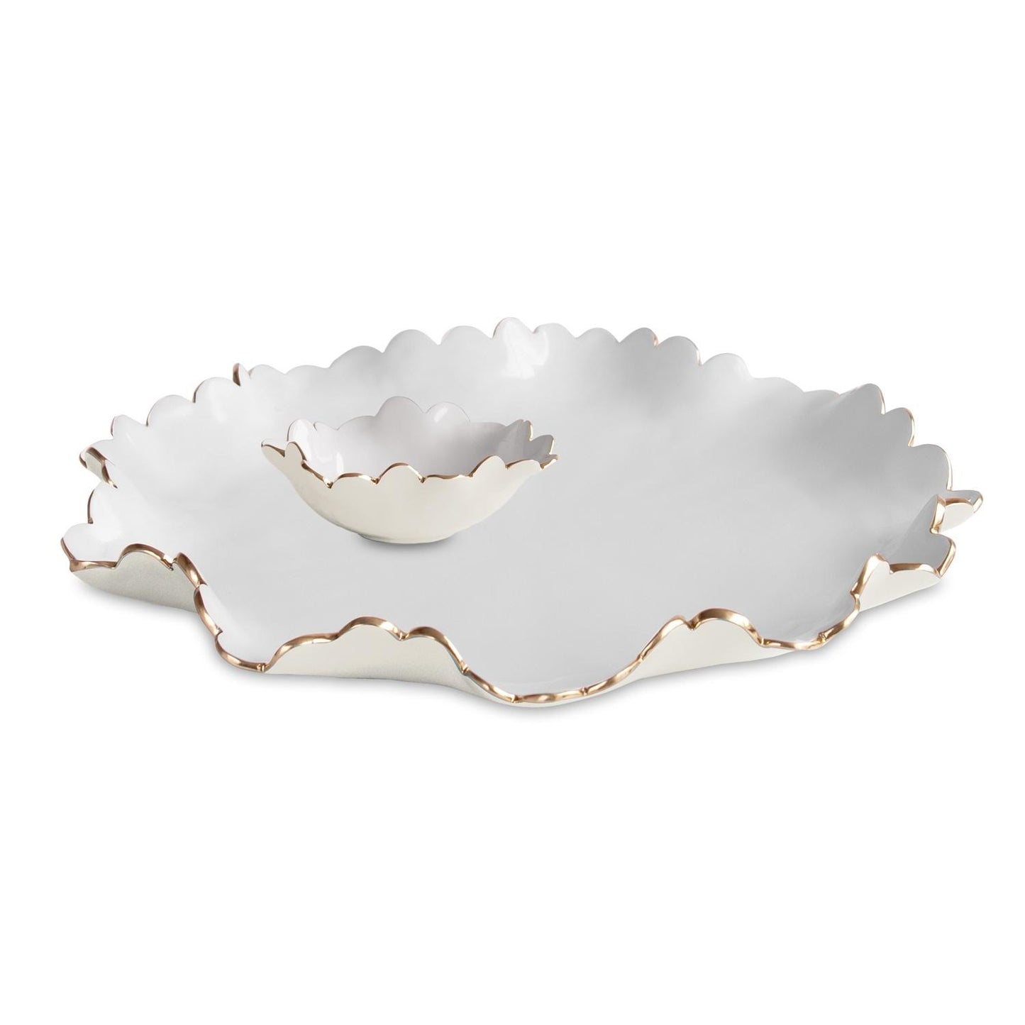 Colette Large Chip and Dip (Cream and White)