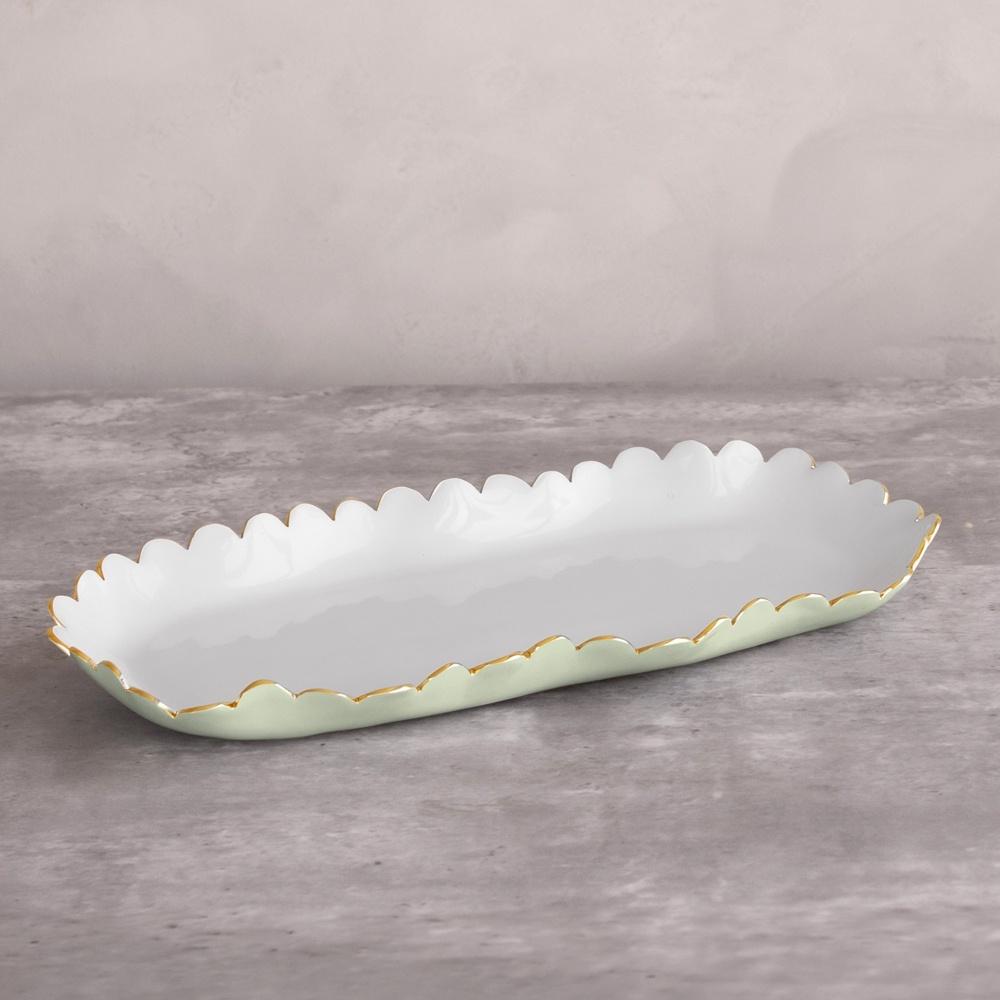 Colette Oblong Tray (Pistachio and White)