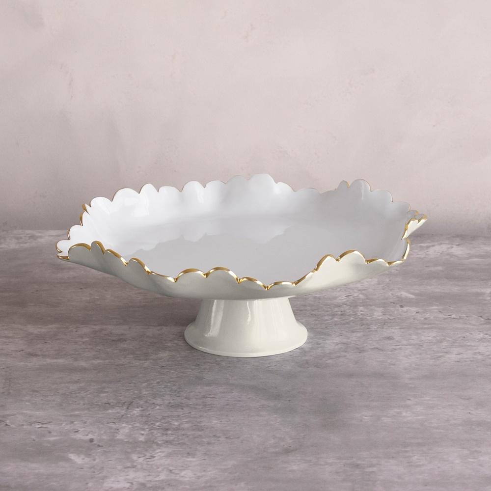 Colette Pedestal Cake Plate (Cream and White)