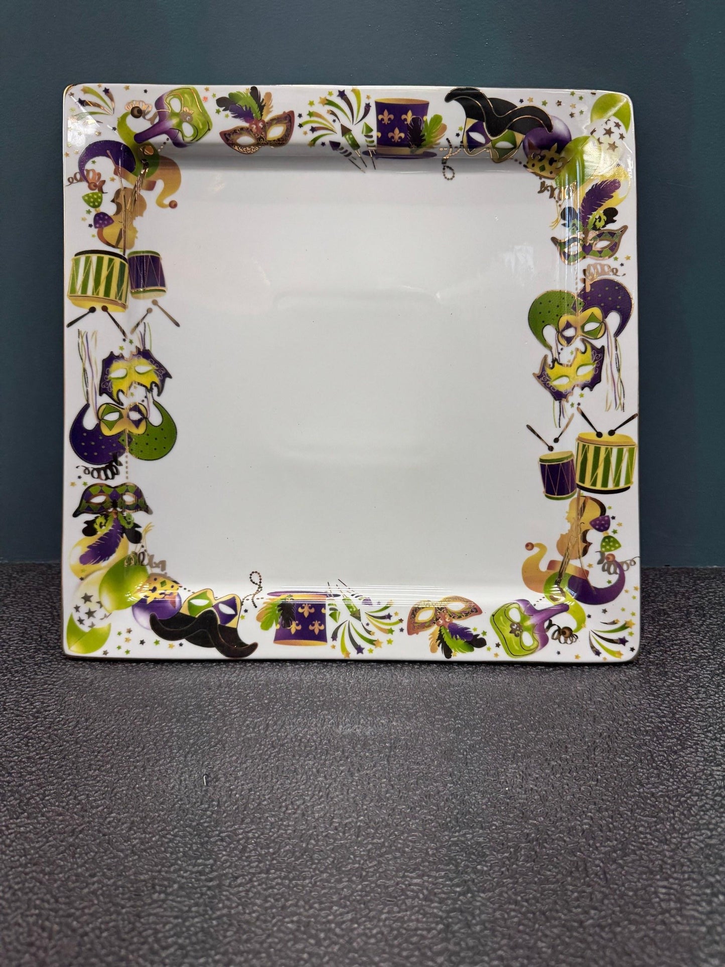 Mardi Gras Large White Platter