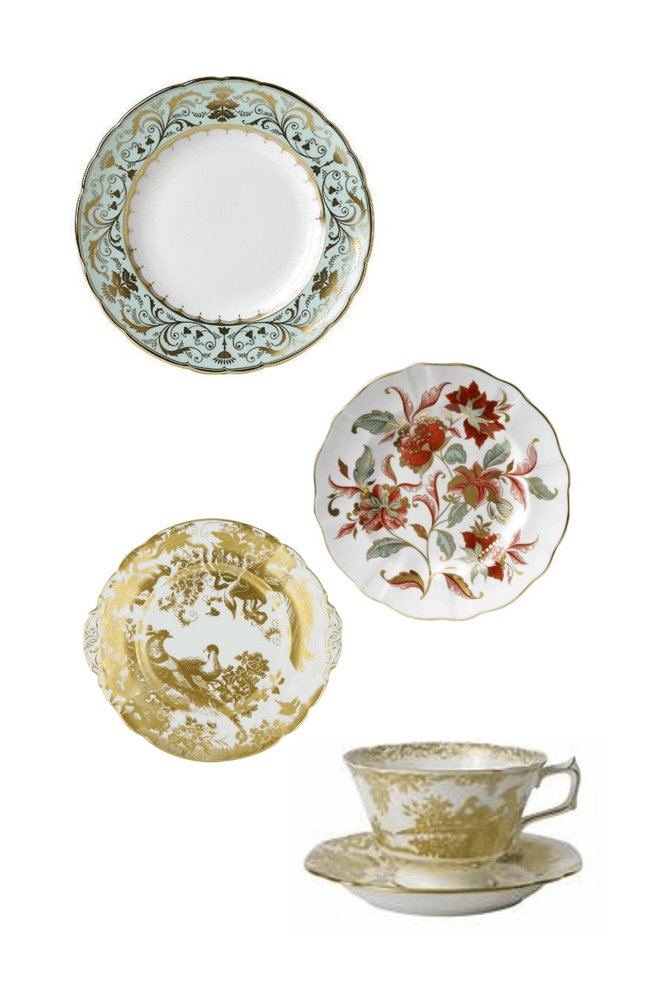 Darley Abbey w/ Autumn Gold and Aves Gold by Royal Crown Derby Five Piece Place Setting