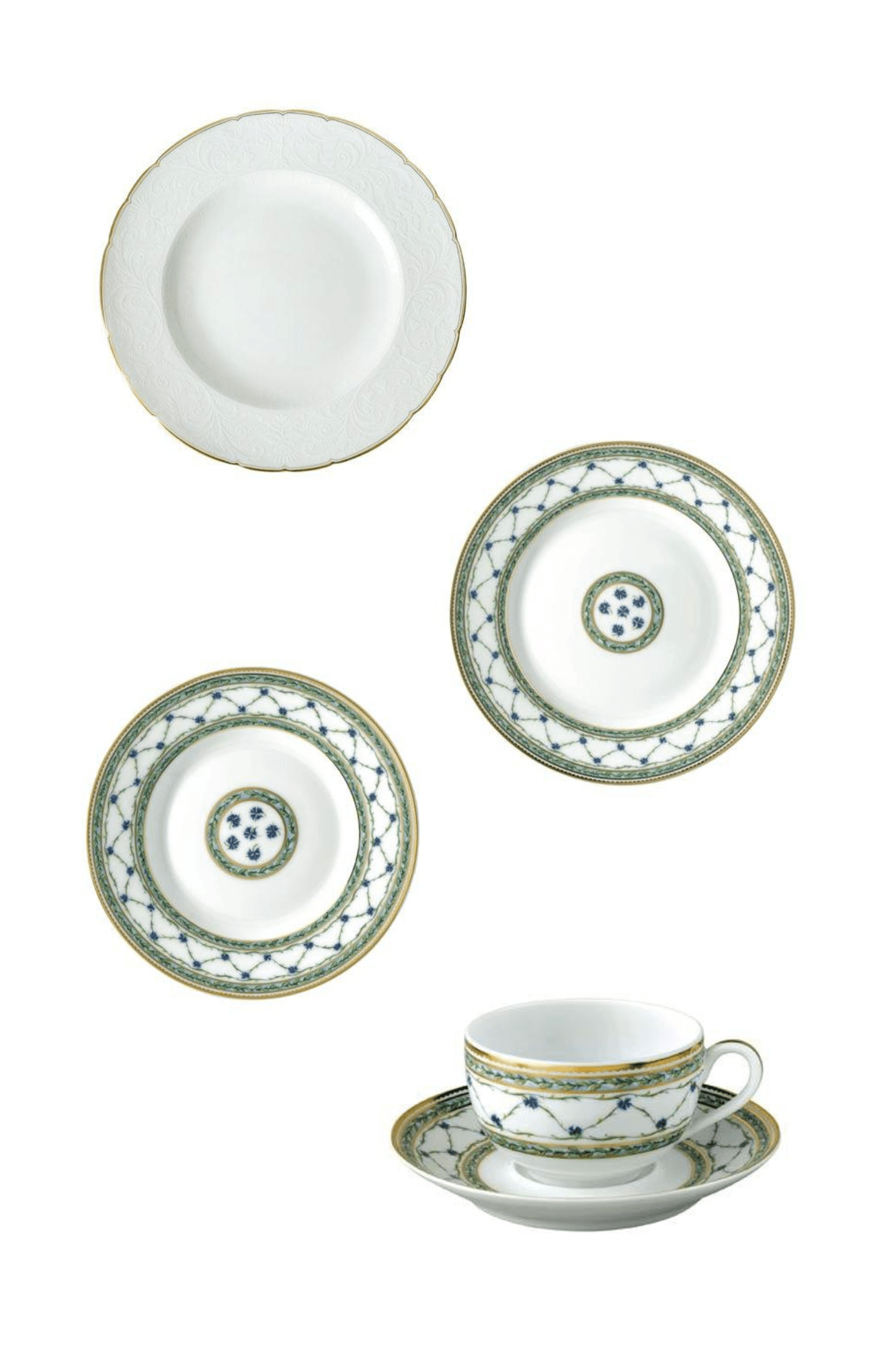 Darley Abbey by Royal Crown Derby w/ Allee Royale by Raynaud Five Piece Place Setting